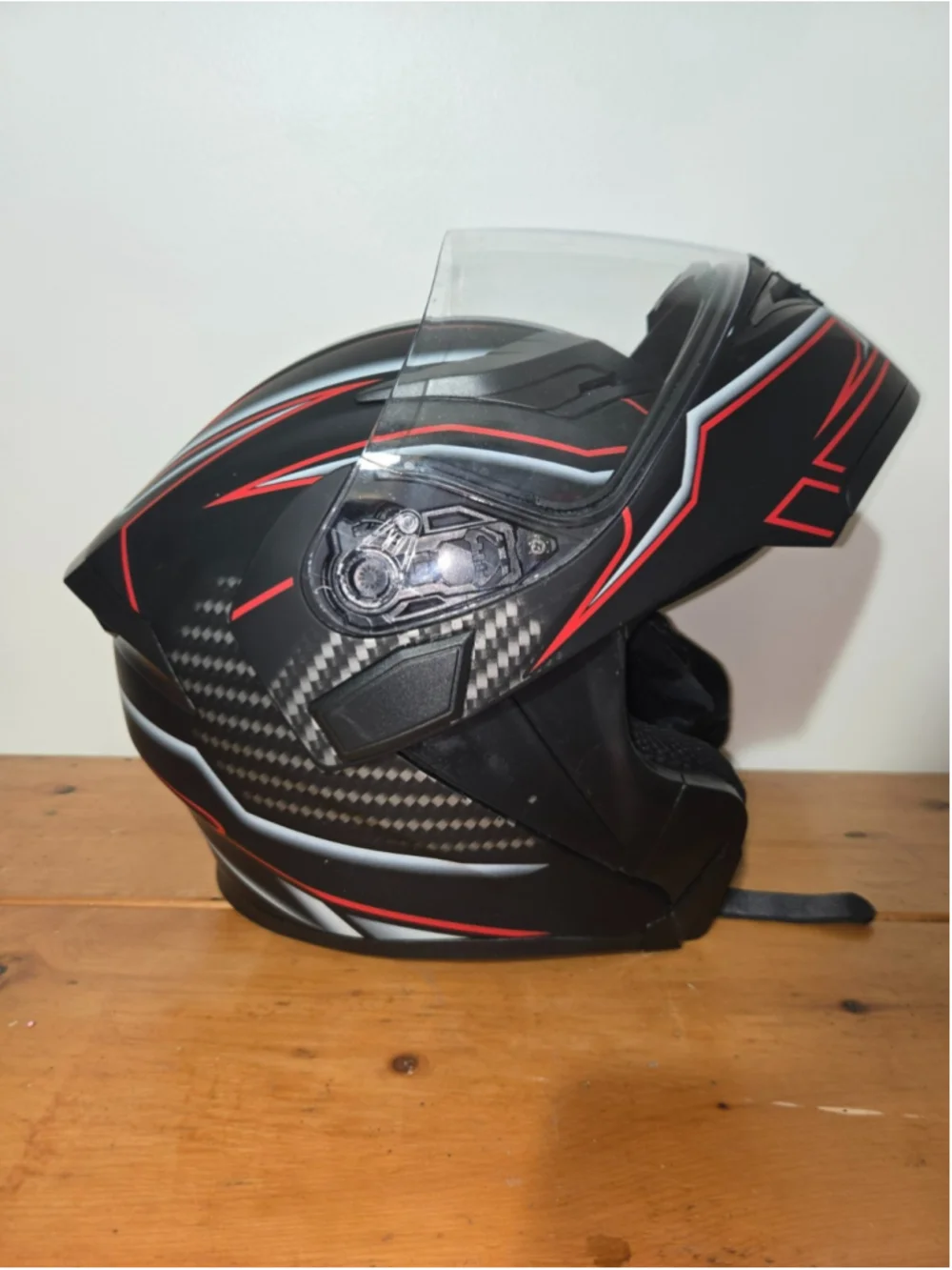 ILM Full Face Motorcycle Helmet DOT Certified Black Red Adult Size Large 59-60cm